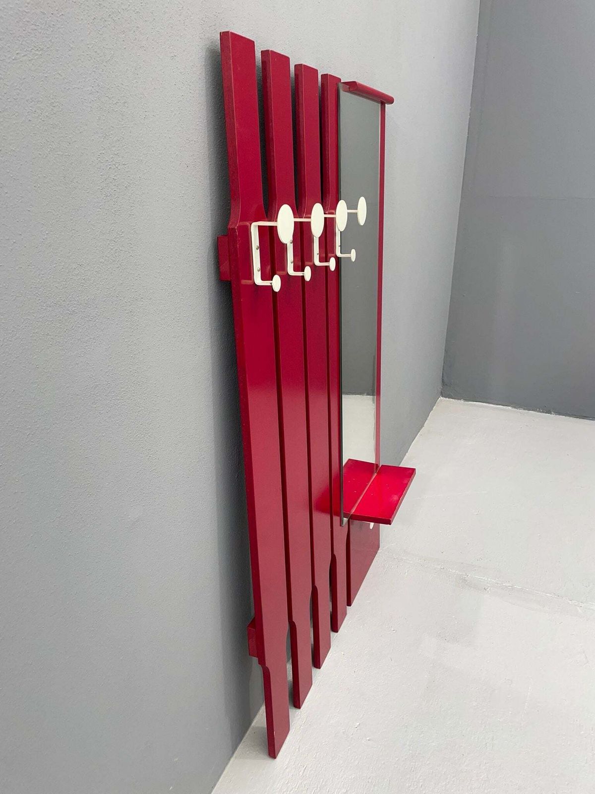 Vintage Wall Mounted Coat Rack With Mirror And Drawer, 1960s, Czechoslovakia photo Furniture