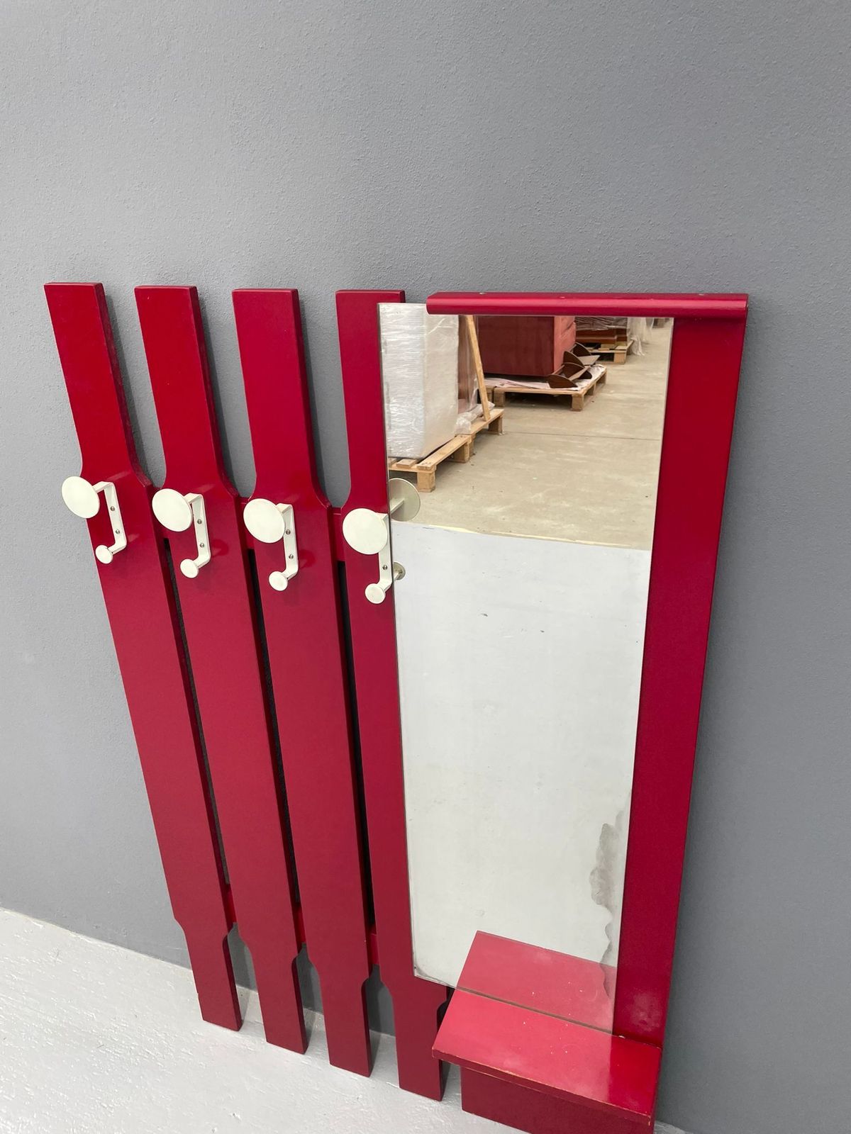 photo for sale Vintage Wall Mounted Coat Rack With Mirror And Drawer, 1960s, Czechoslovakia