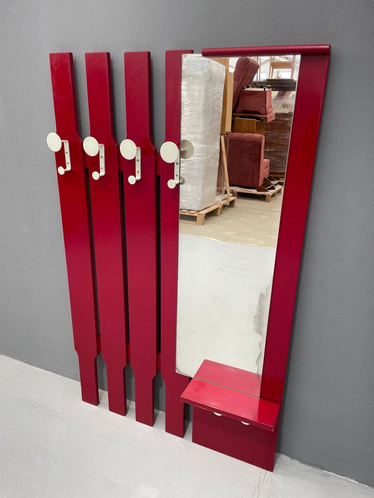 262.0 Vintage Wall Mounted Coat Rack With Mirror And Drawer, 1960s, Czechoslovakia photo