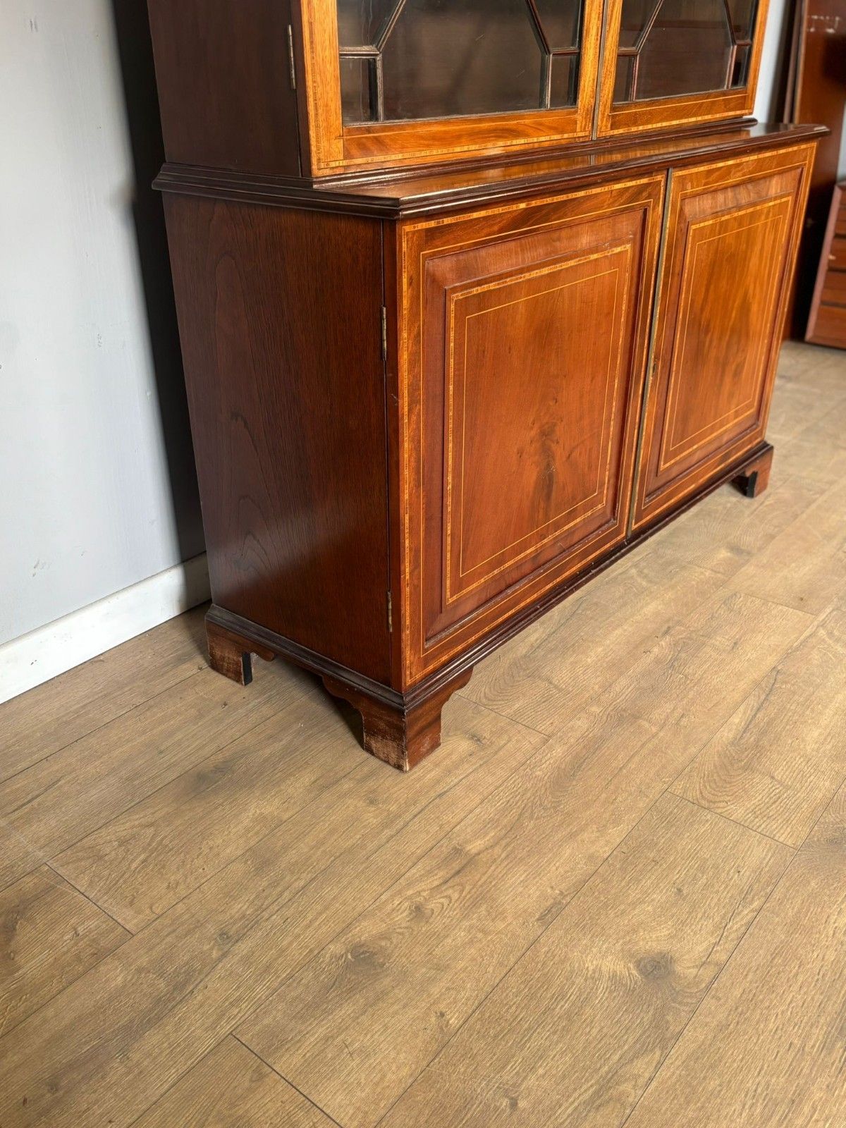 Inlaid Mahogany Astragal Glazed Cupboard Bookcase photo vinterior