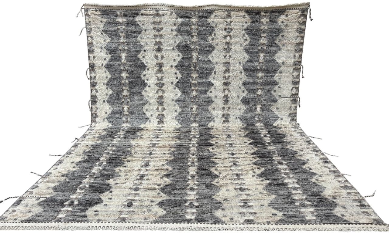 275x365 Cm Vintage Moroccan Design Rug. Handmade Beni Ourain Carpet. 100% Natural Wool. 9x12 Ft photo furniture
