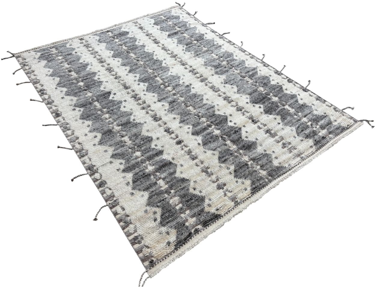 275x365 Cm Vintage Moroccan Design Rug. Handmade Beni Ourain Carpet. 100% Natural Wool. 9x12 Ft photo Textiles