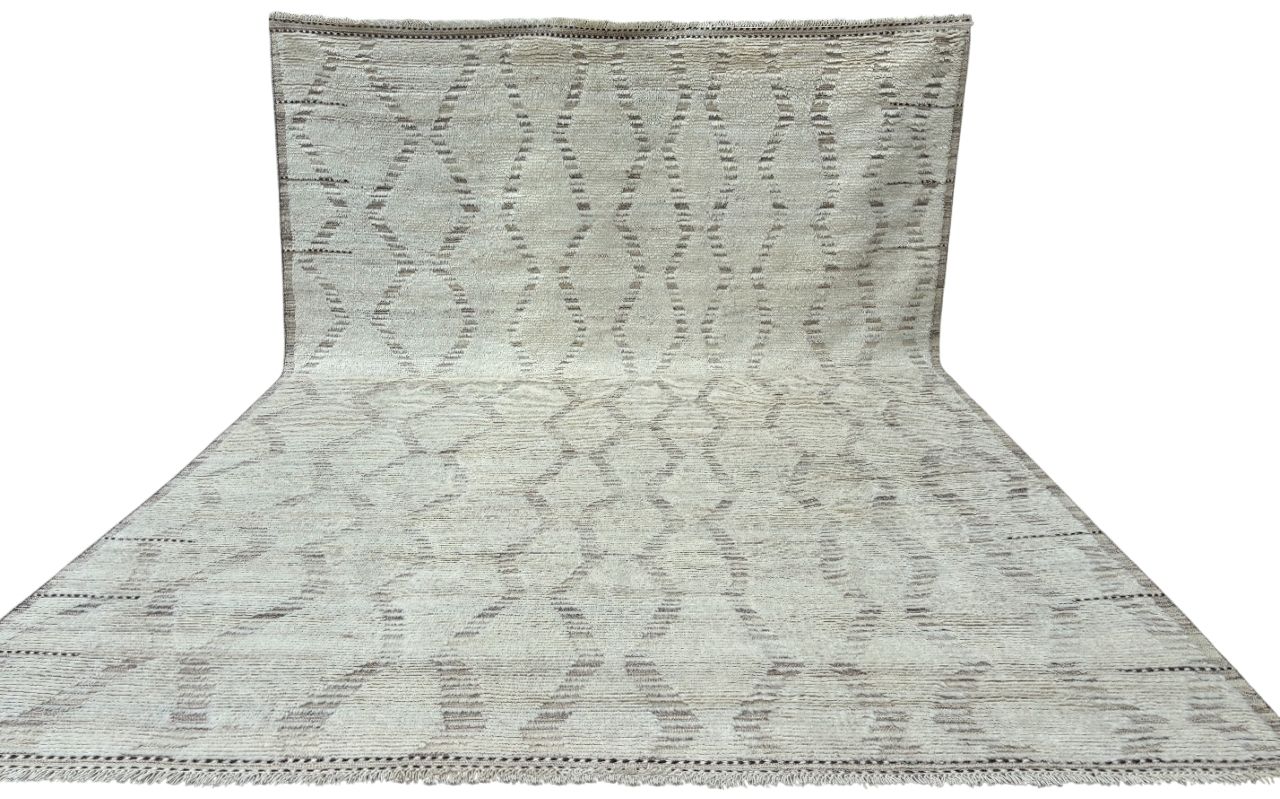 305x427 Cm Hand Knotted Moroccan Style Area Rug. 100% Natural Wool. Vintage Oversize Carpet 10x14 Ft photo furniture
