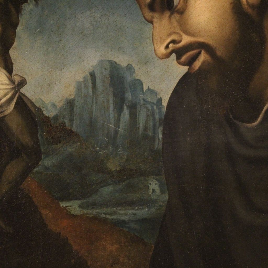 photo vinterior Antique Italian Religious Painting Saint Francis From 18th Century