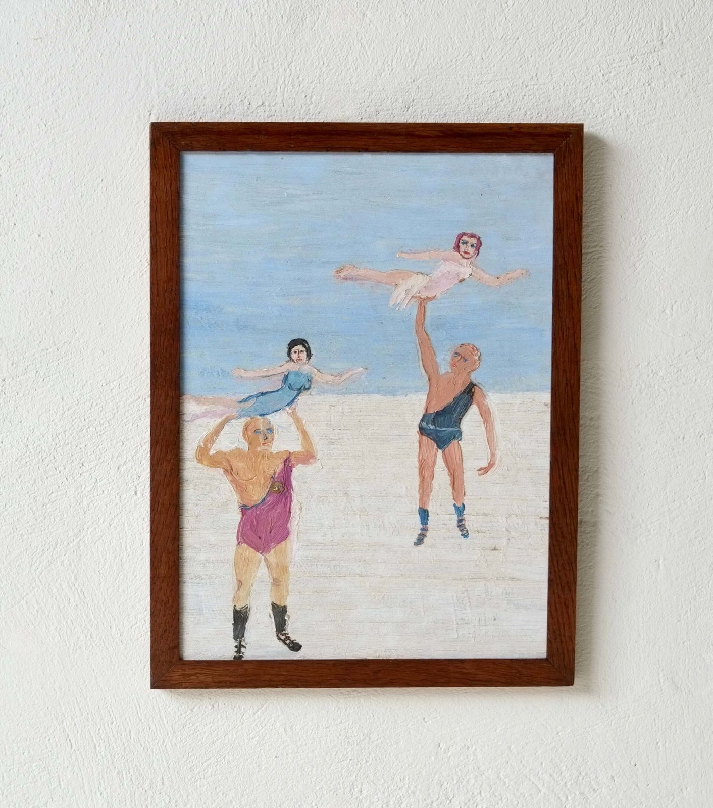 Fred Yates (1922 2008), Strongmen, Oil On Board