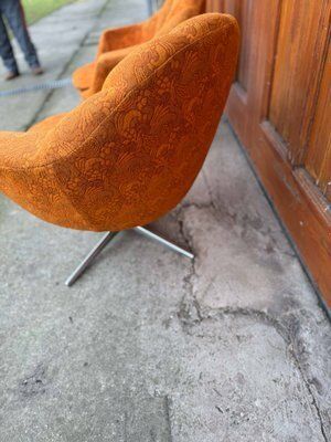 Mid Century Metal And Fabric Swivel Chairs, 1960s, Set Of 2 photo vinterior