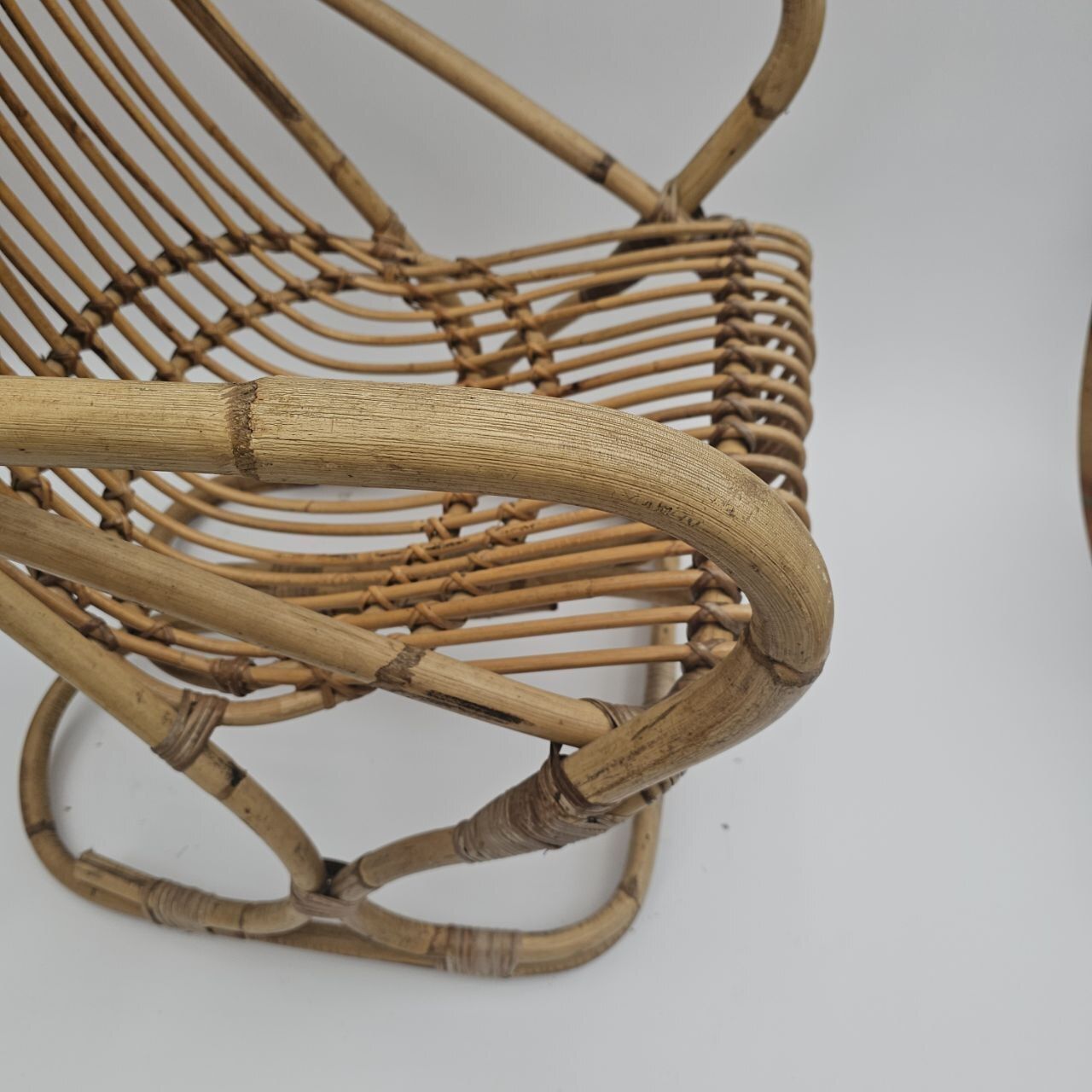 Tito Agnoli Bamboo Rattan Armchair, 1960s photo vinterior