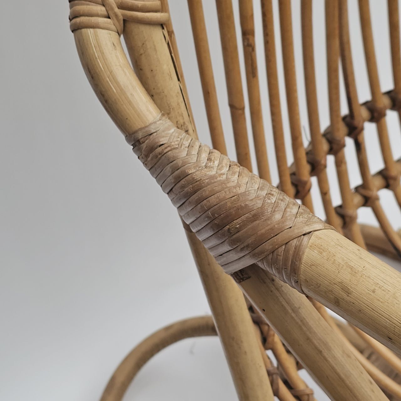 Tito Agnoli Bamboo Rattan Armchair, 1960s photo vintage