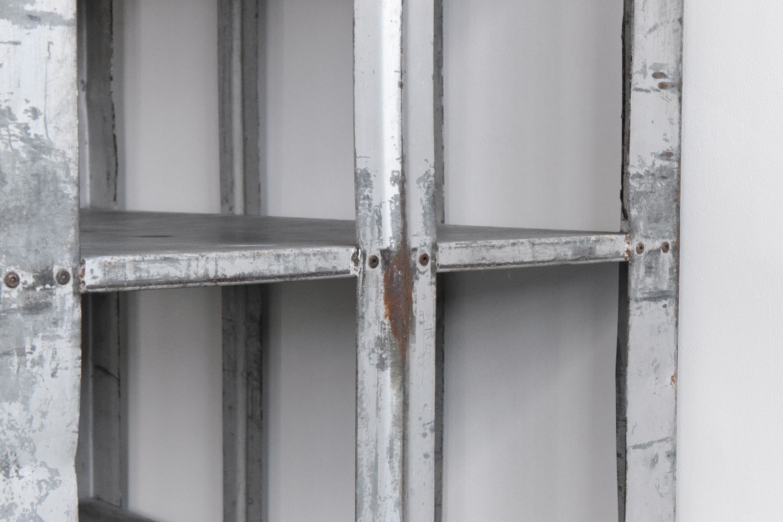 Vintage Galvanised Metal Factory Shelves On Castors photo Furniture