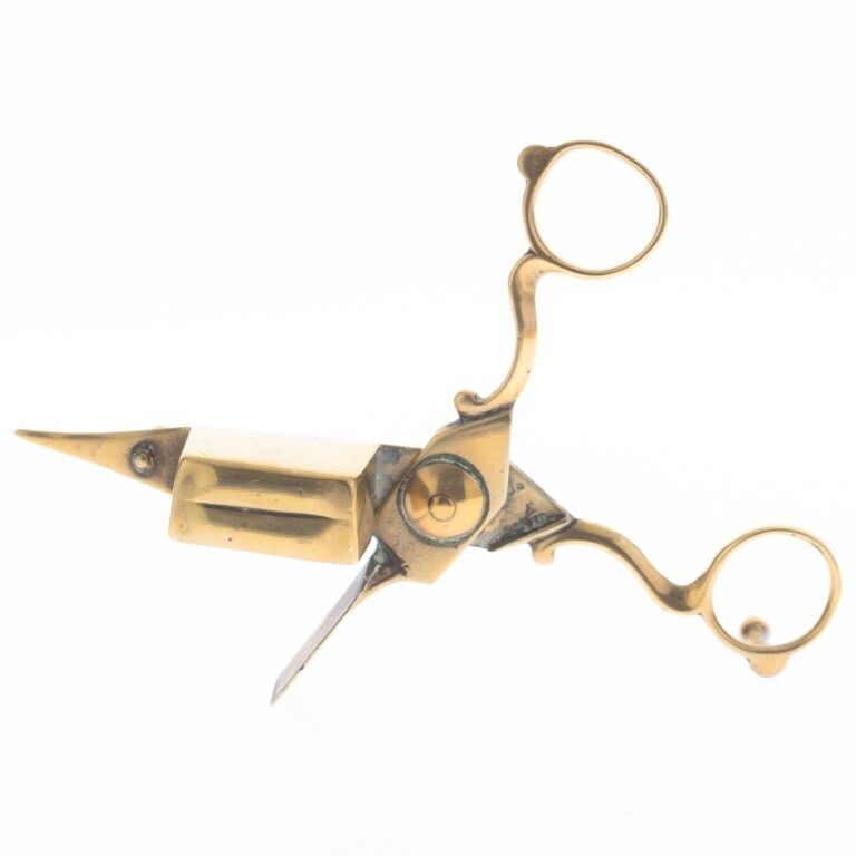 Antique Victorian Brass Candle Wick Trimmers Snuffer photo for sale