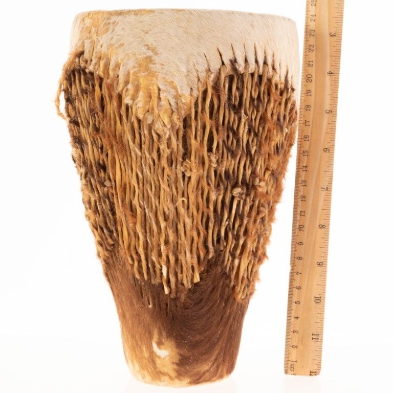 Antique African Tribal Animal Hide Wooden Drum photo 85.0