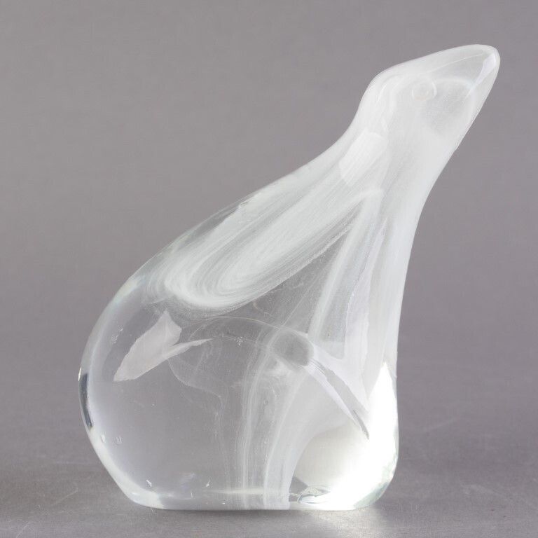 Studio Glass Polar Bear Paperweight Sculpture