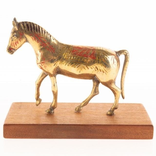 Antique Chased Cold Painted Brass Horse Sculpture