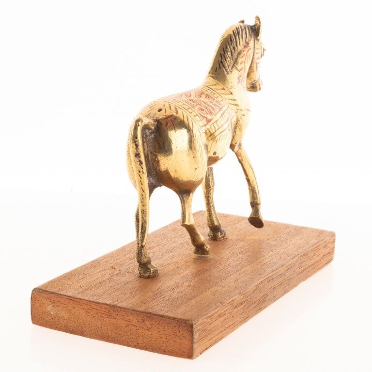 Antique Chased Cold Painted Brass Horse Sculpture photo for sale