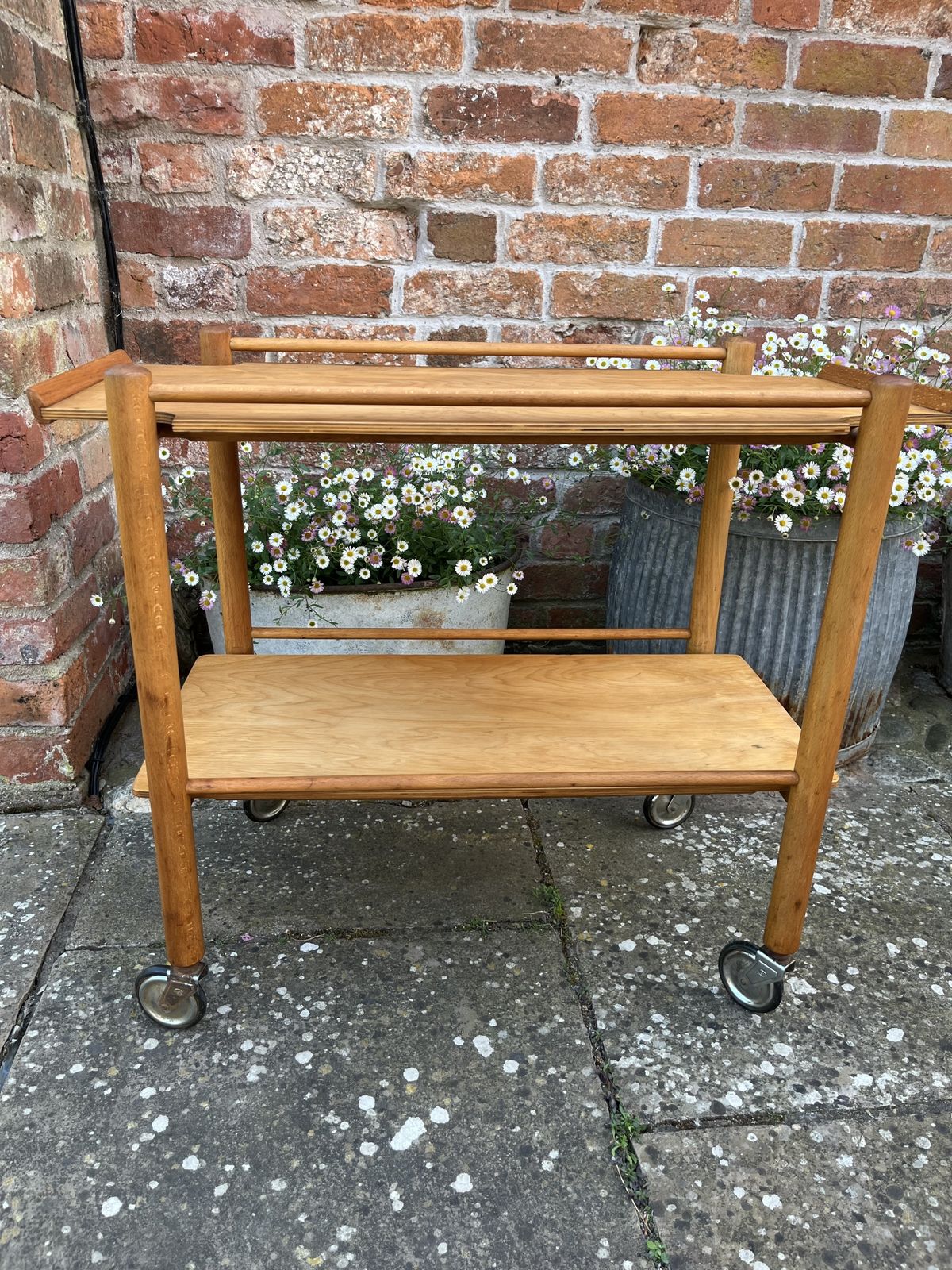 Mid Century Wooden Bar Trolley Cart
