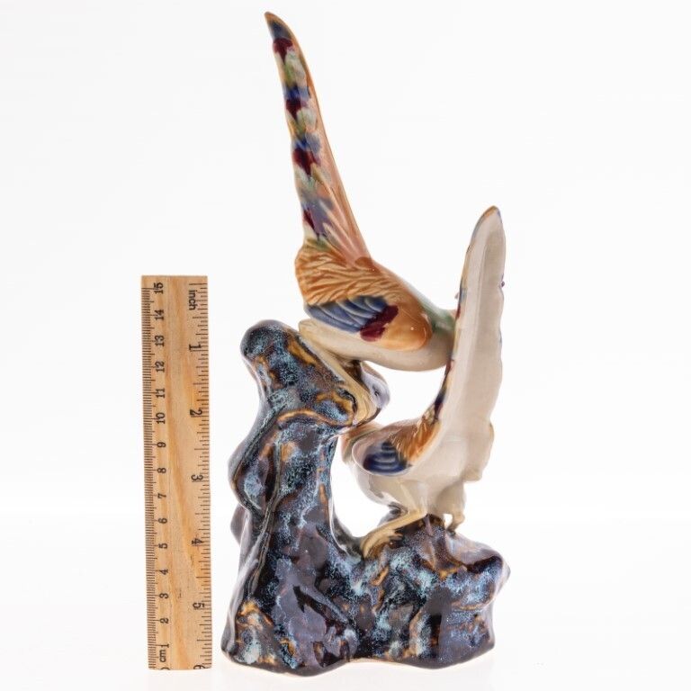 Chinese Glazed Oriental Birds Porcelain Sculpture photo for sale