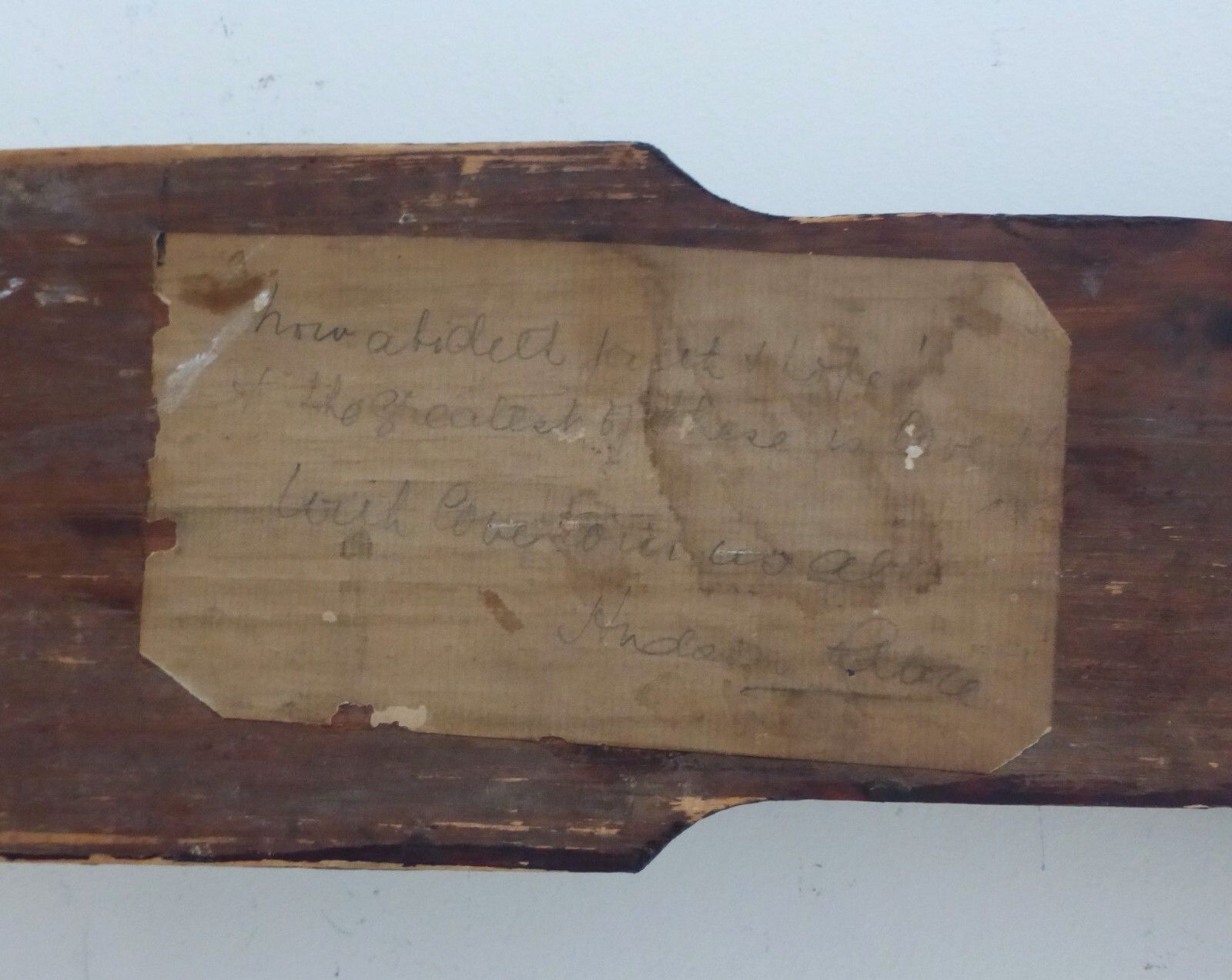 Antique Chinese Wood Gold Calligraphy Lettering Sign 'Faith Hope & Love Abide' photo vinterior