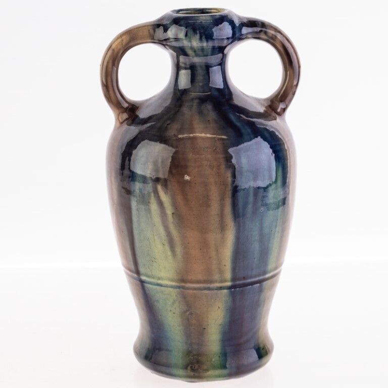 Thulin Belgian Art Nouveau Glazed Faience Ceramic Pottery Vase