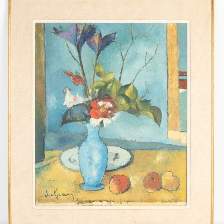 “Blue Vase” Still Life Oil Painting On Panel After Paul Cezanne photo furniture