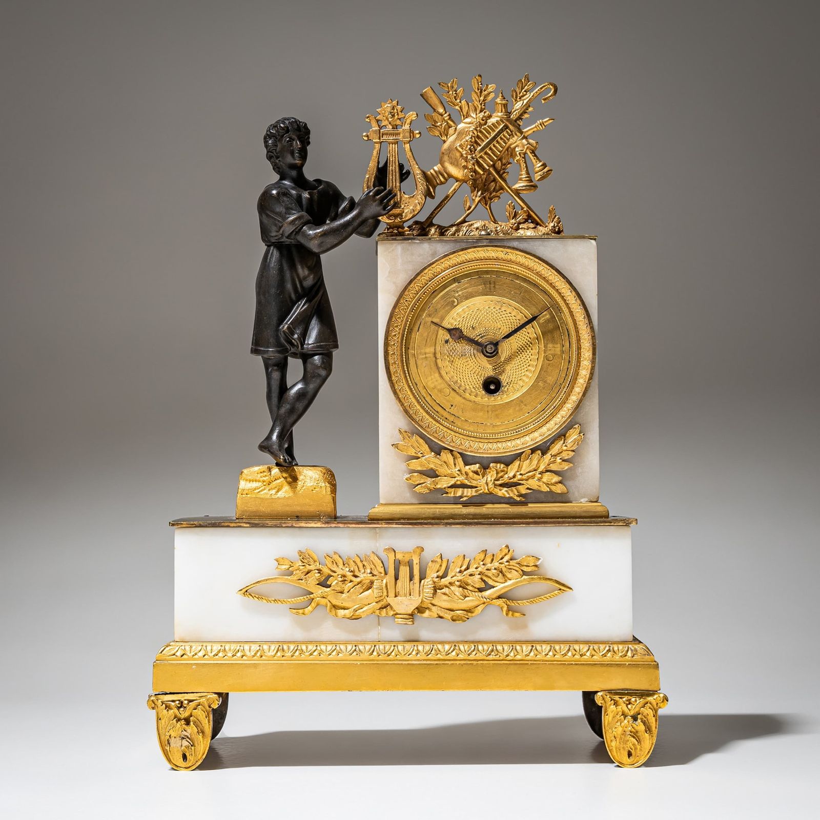 Kleine Schoorsteenklok Met Orpheus Figuur, 19e Eeuw