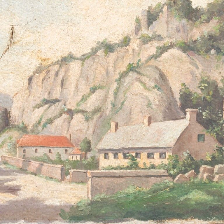 Belgian Signed Ardenne Landscape Oil Painting On Canvas photo furniture
