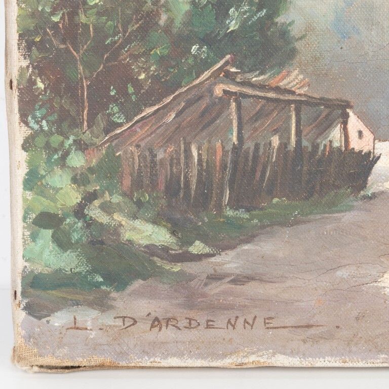 Belgian Signed Ardenne Landscape Oil Painting On Canvas photo for sale