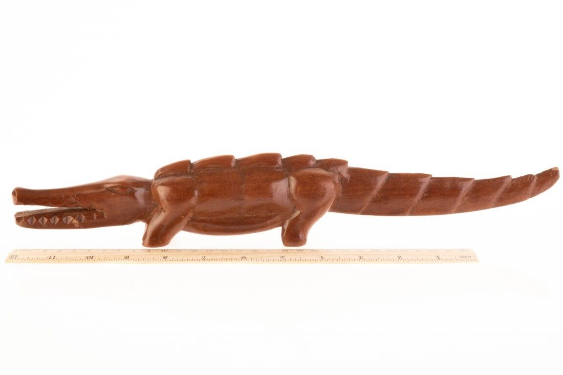 African Carved Wood Crocodile Alligator photo Art