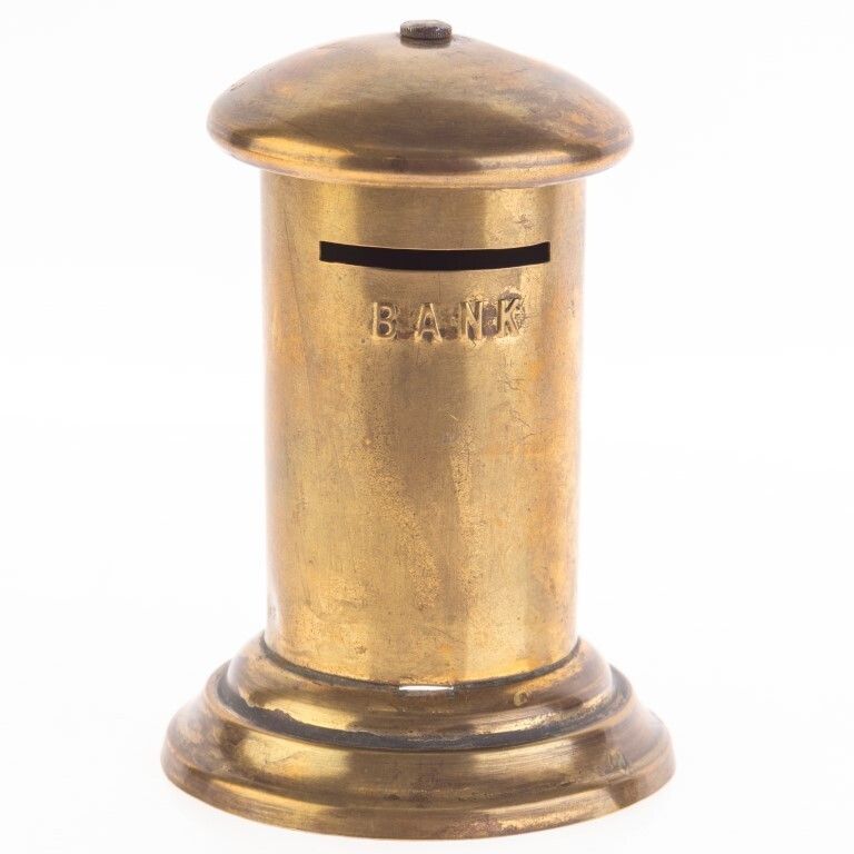Antique English Brass Post Box Coin Bank