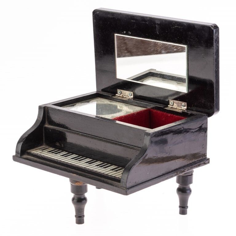 Hand Painted Japanese Lacquer Piano Jewellery Musical Box