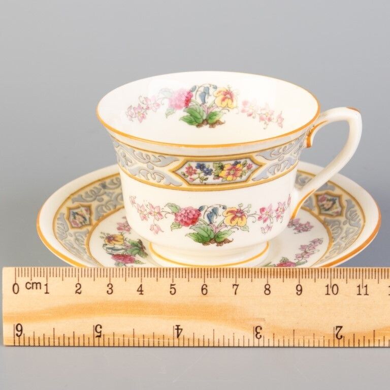 Royal Worcester Art Nouveau Porcelain Teacup With Saucer photo for sale