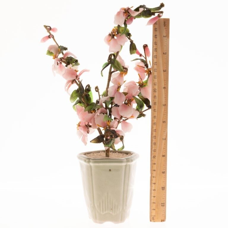 Chinese Celadon Porcelain Ceramic Carved Jade Flowers Vase photo for sale