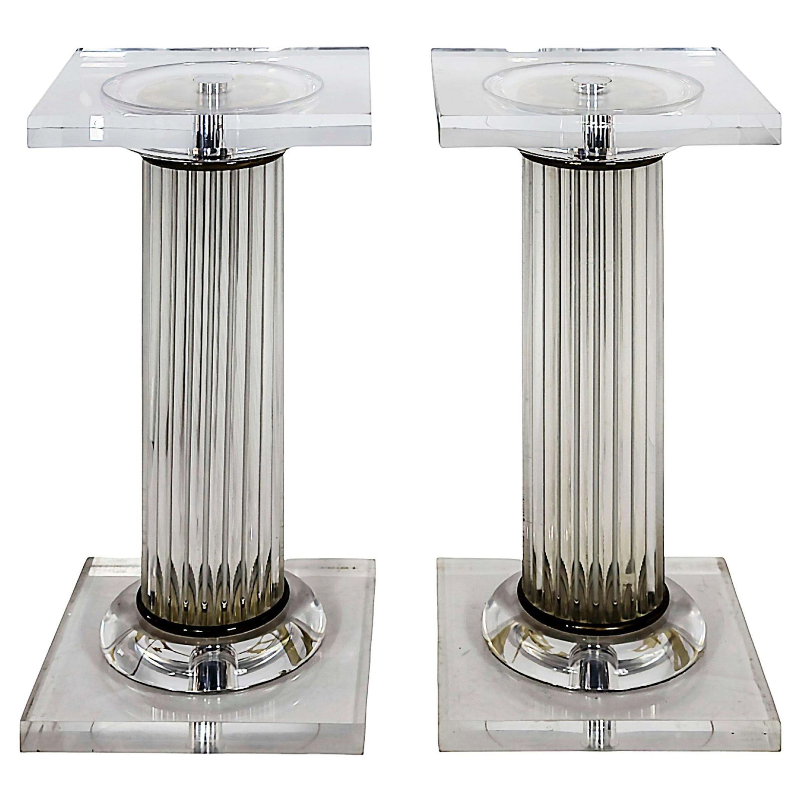 Pair Of Mid Century Italian Plexiglass Pedestal/Columns/Base/Legs