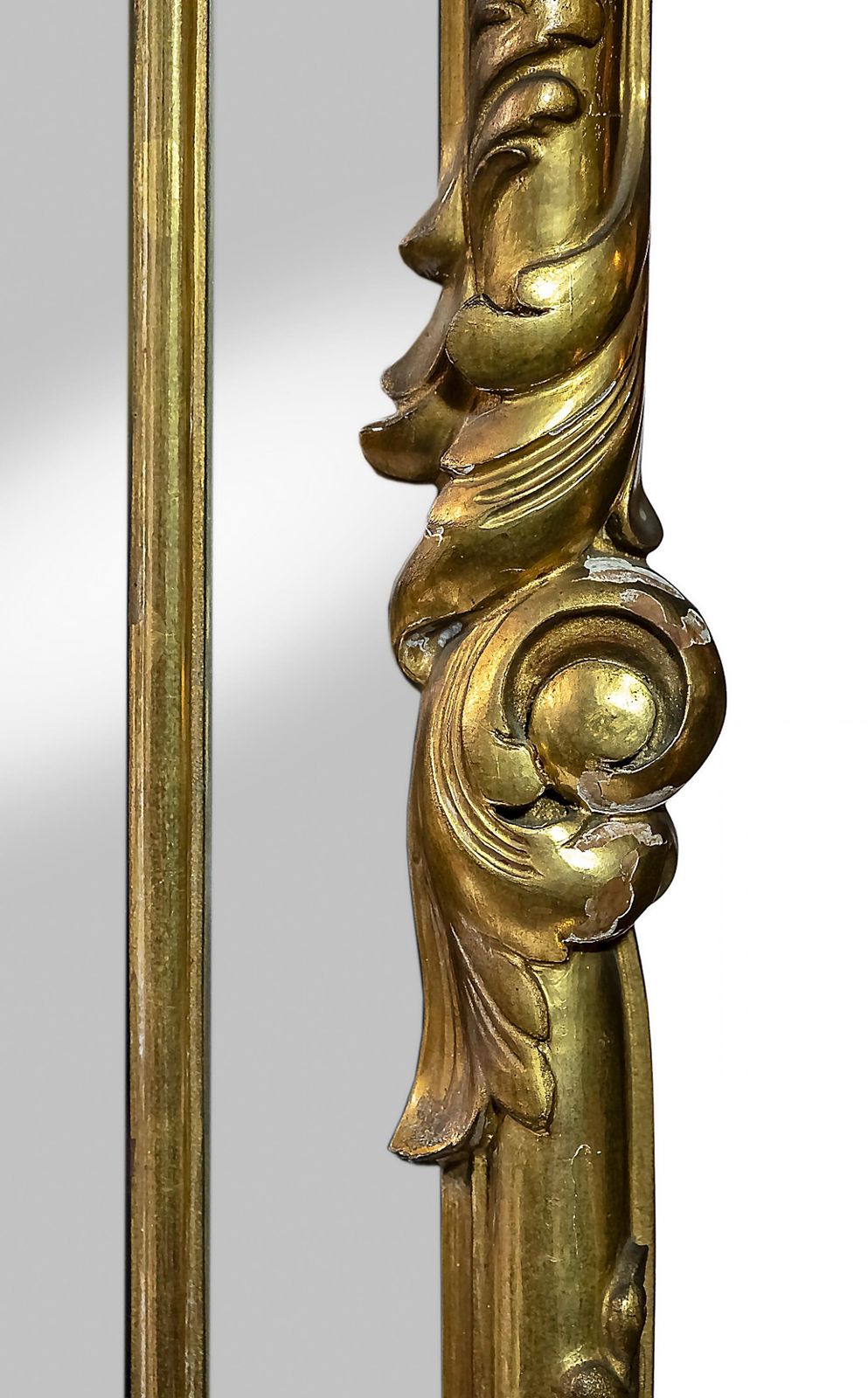 Large Antique Spanish Hand Carved Gilt Wood Wall Mirror photo vinterior
