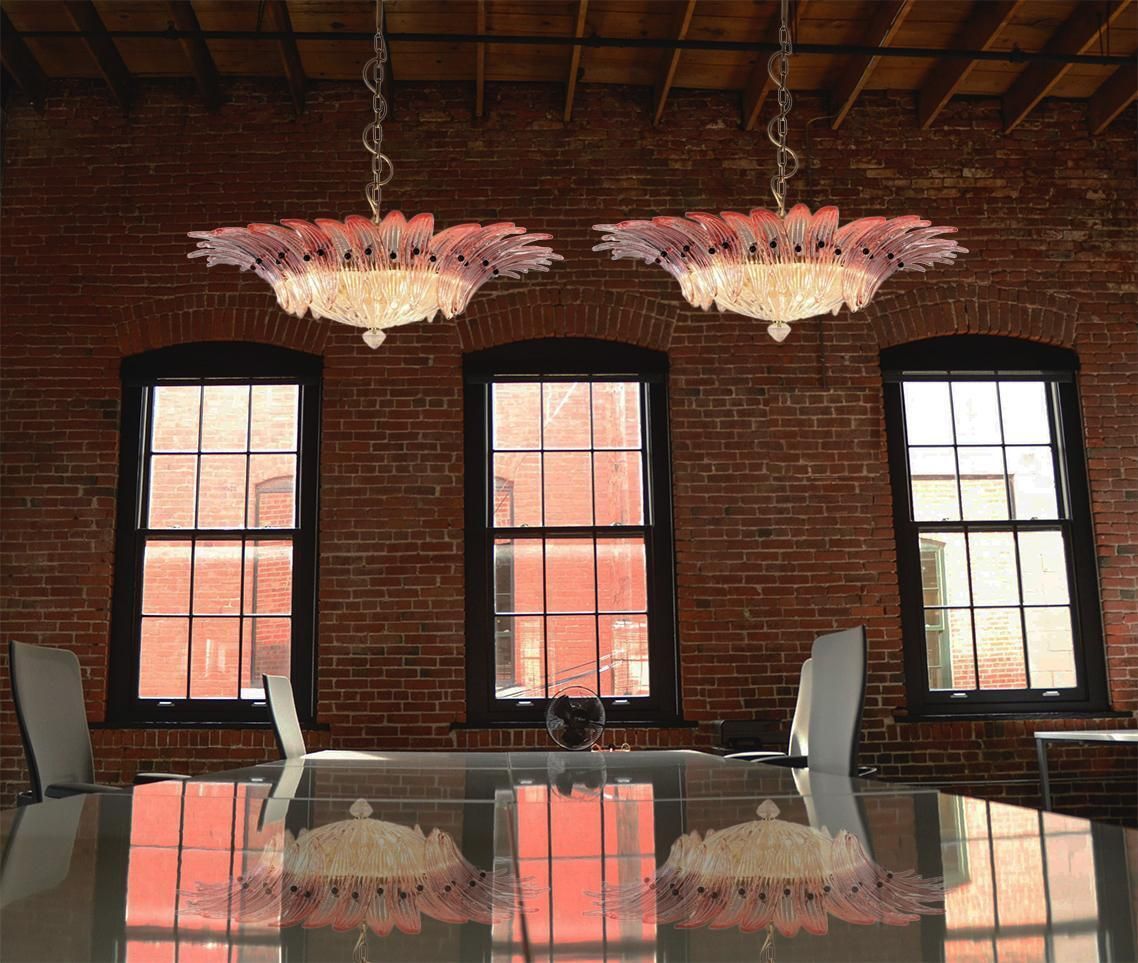 Pair Mid 20th Century Pink Murano Chandelier photo vintage
