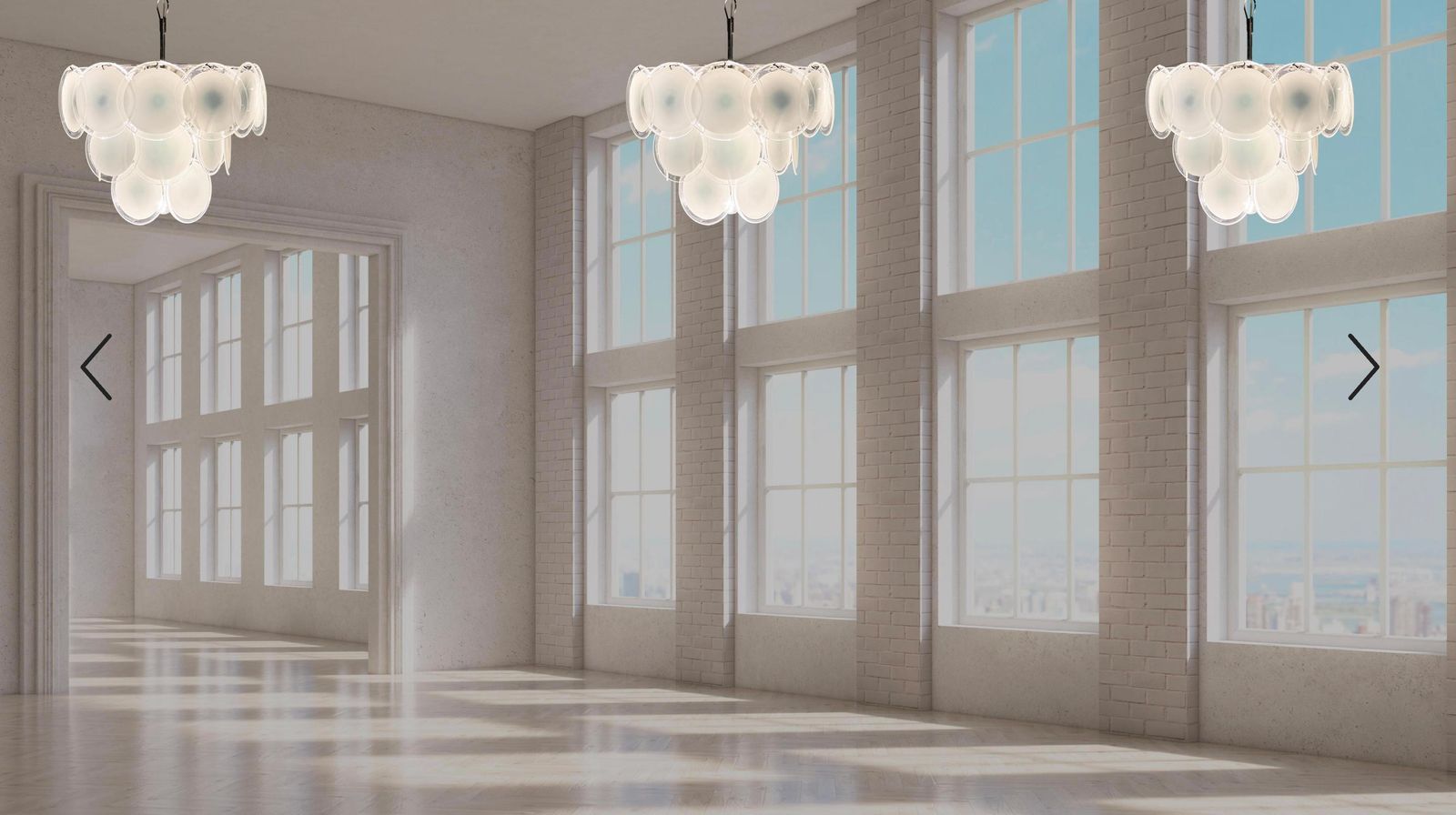 Disc White Murano Glass Chandelier By Vistosi photo buy