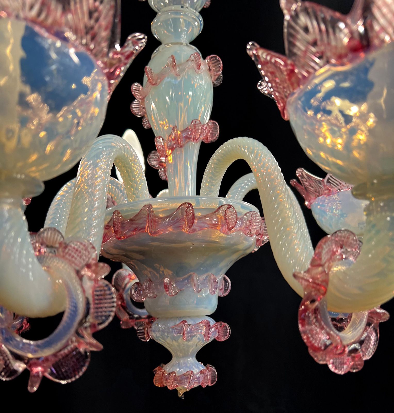 photo furniture Charming Light Blue And Pink Venetian Chandelier, Murano, 1950s