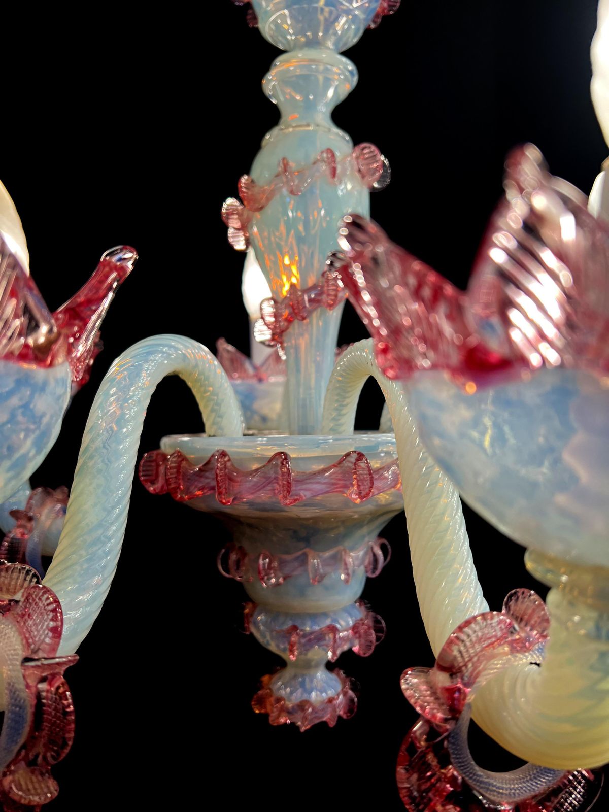 photo buy Charming Light Blue And Pink Venetian Chandelier, Murano, 1950s