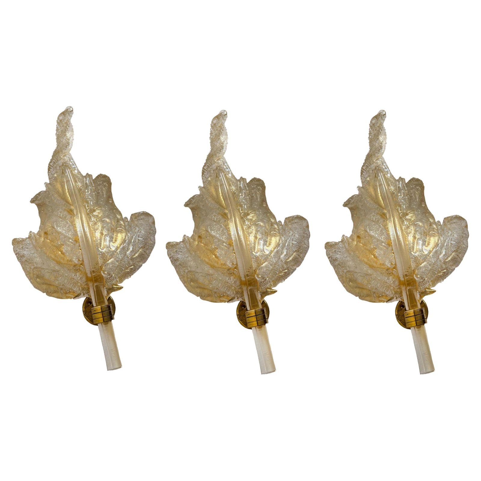 Luxurious Pair Of Wall Lamps By Barovier & Toso, Murano, 1980s