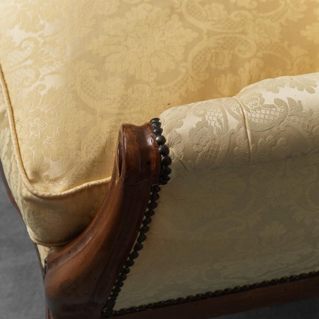 Pair Of Louis Philippe Style Armchairs Wood Yellow Fabric XIX photo buy