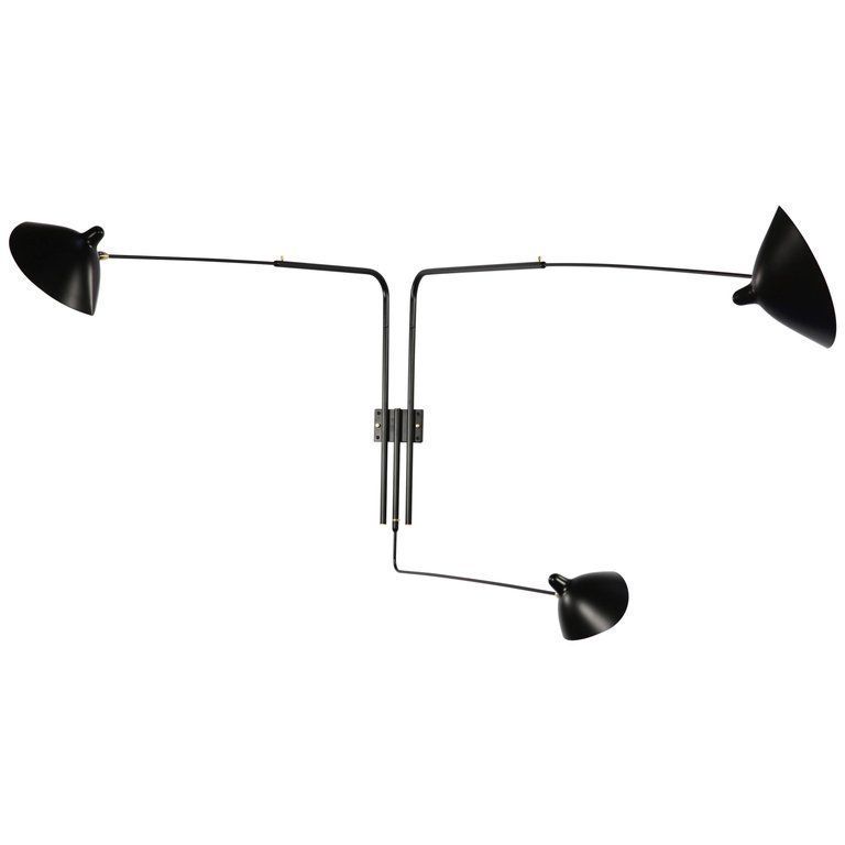 Sconce By Serge Mouille Model "Applique Three Rotating Arms"