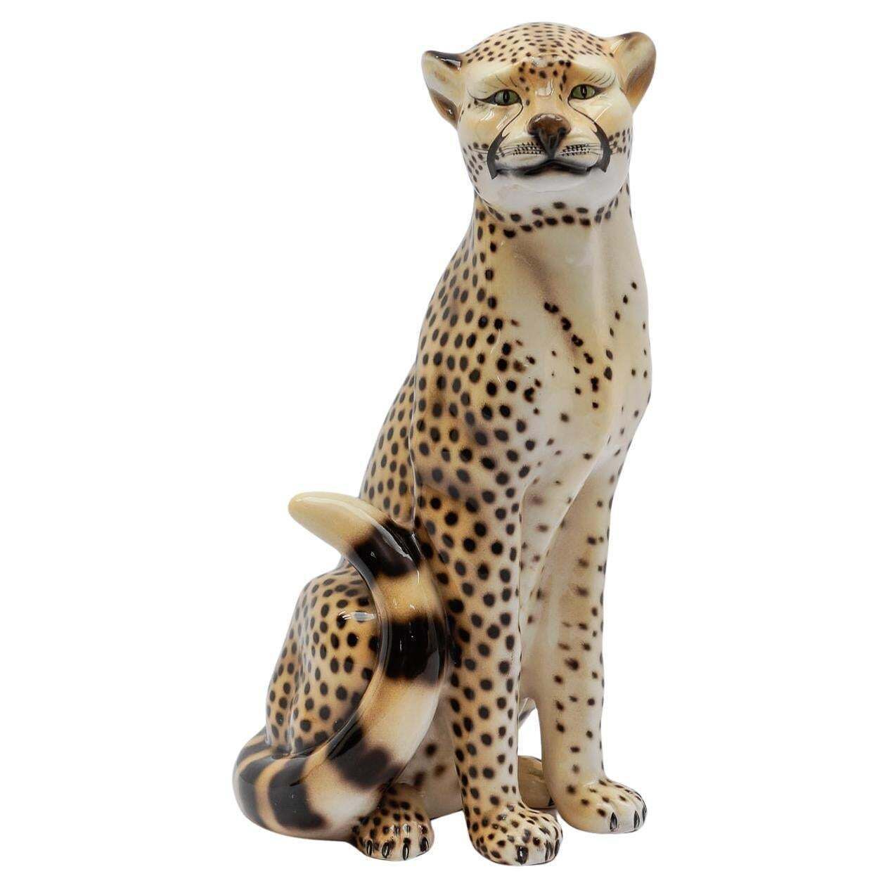 Realistic Ceramic Cheetah By Favaro Cecchetto, 1960s Italy
