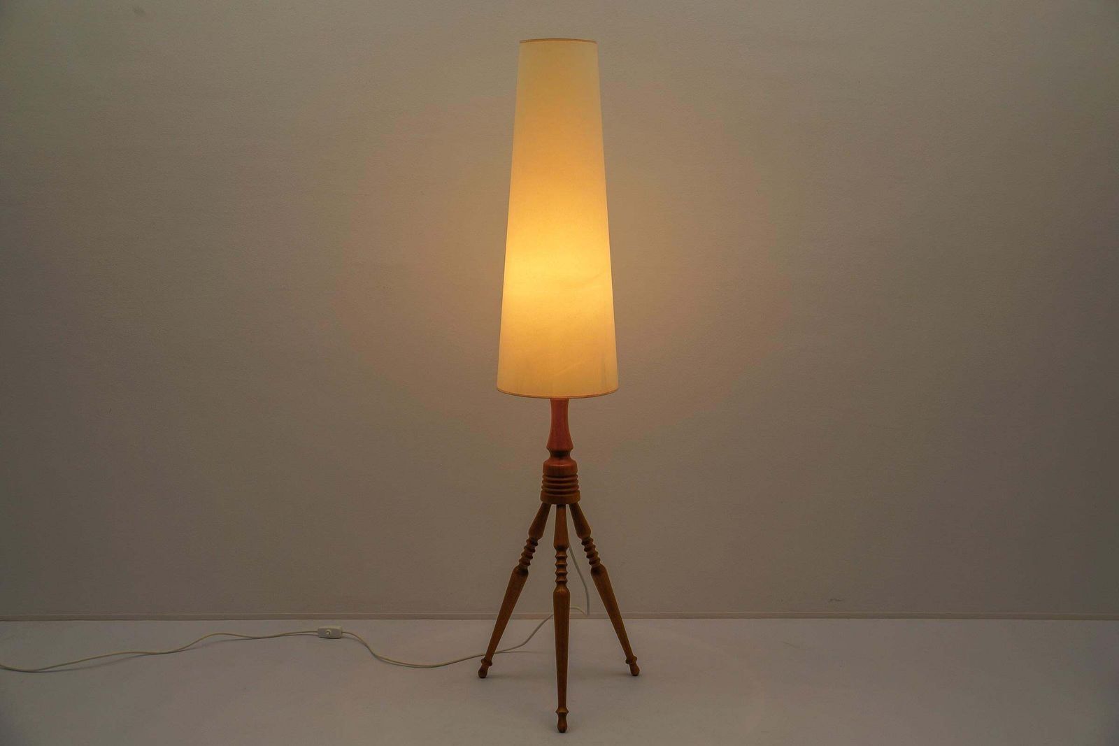 Lovely Mid Century Modern Floor Lamp In Wood, 1960s, France photo vintage