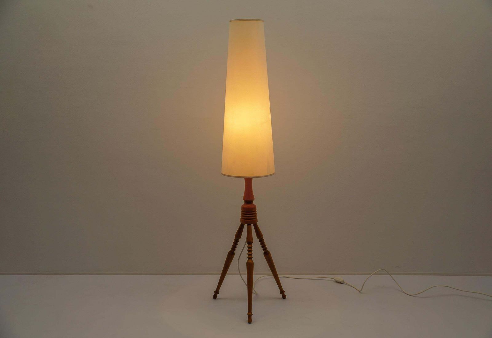 Lighting Lovely Mid Century Modern Floor Lamp In Wood, 1960s, France photo