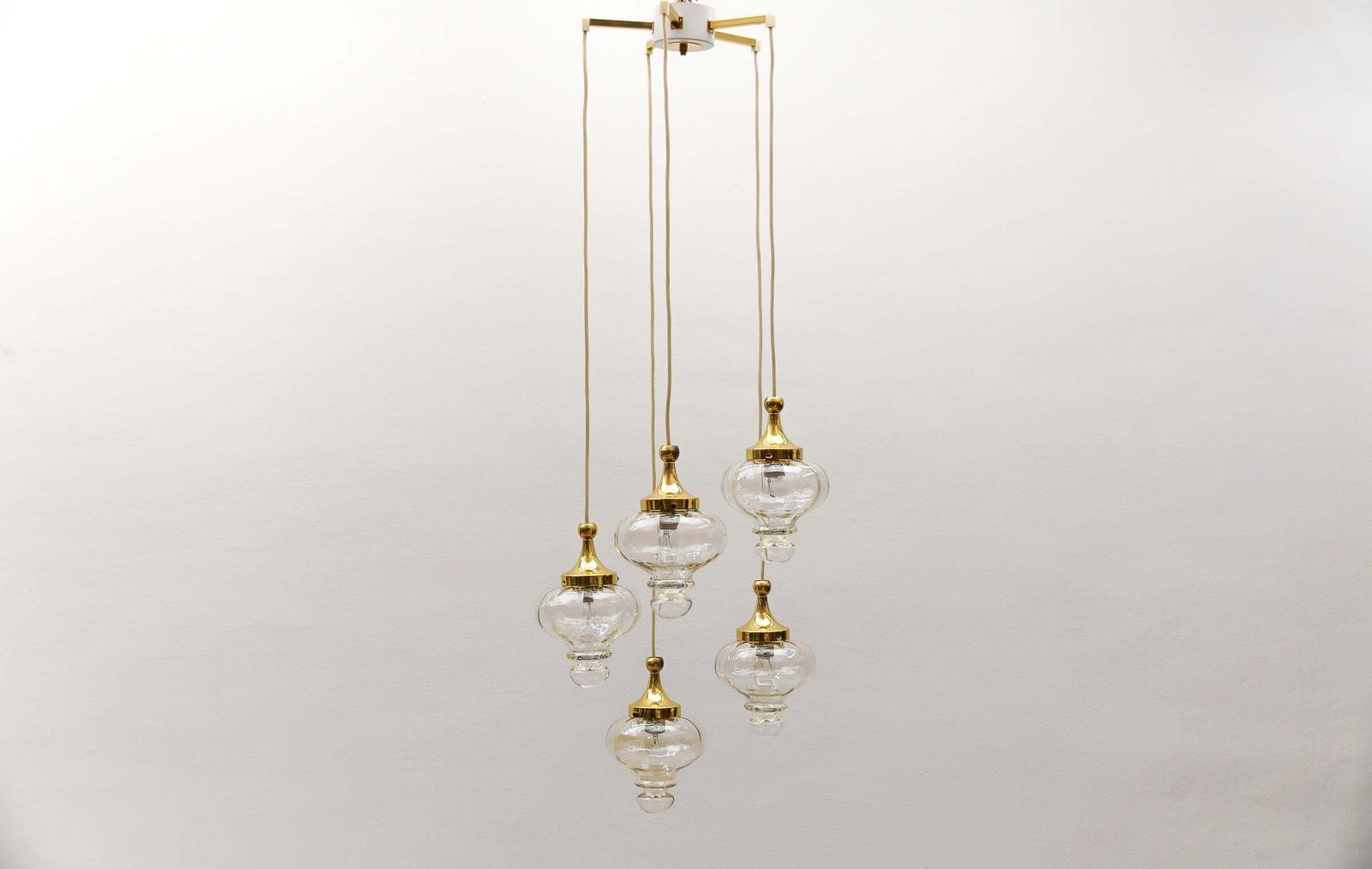 Lovely Amber And Gold Mid Century Modern Cascading Lamp By Wila, 1960s Germany photo for sale
