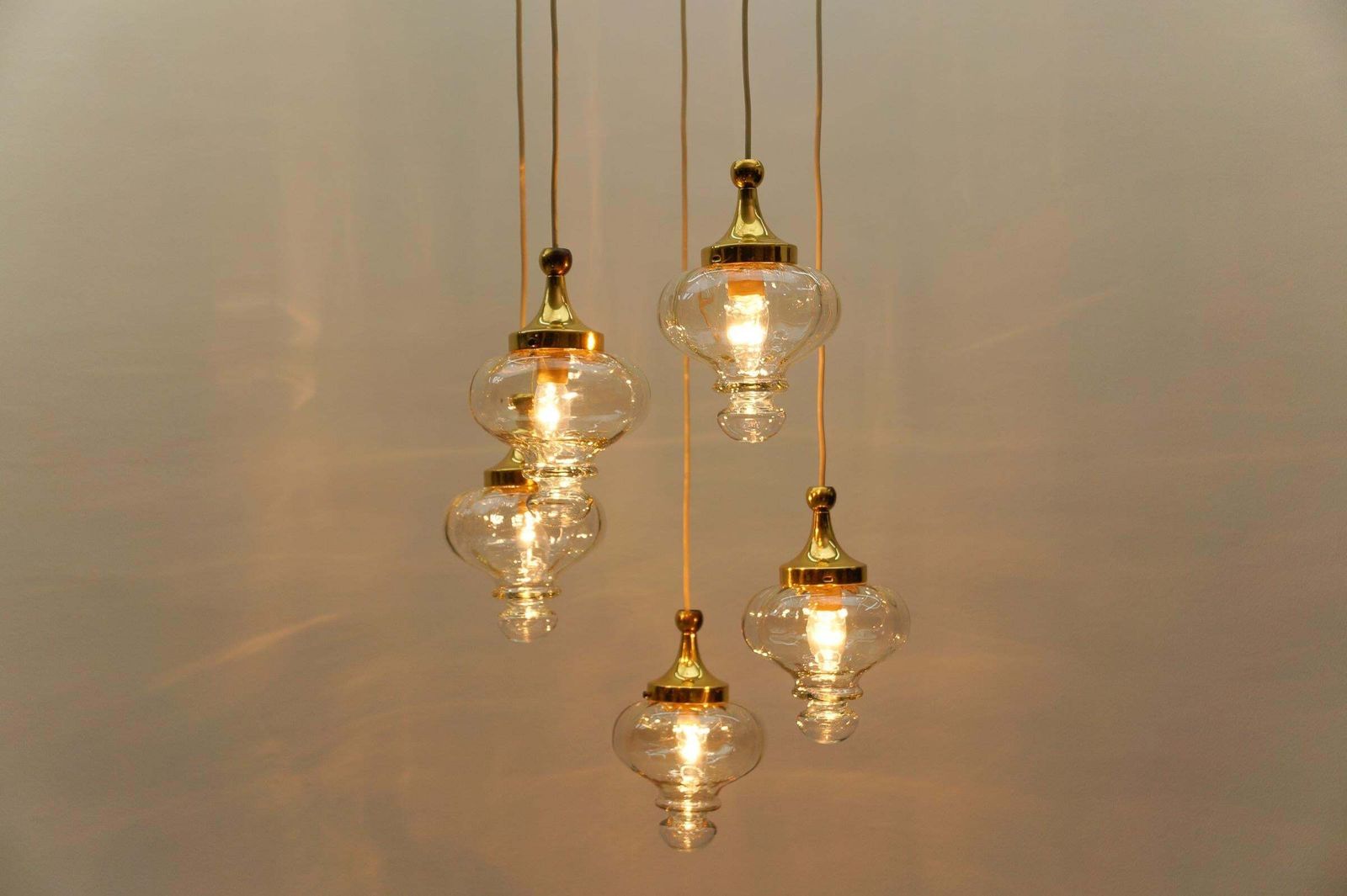 Lovely Amber And Gold Mid Century Modern Cascading Lamp By Wila, 1960s Germany photo buy