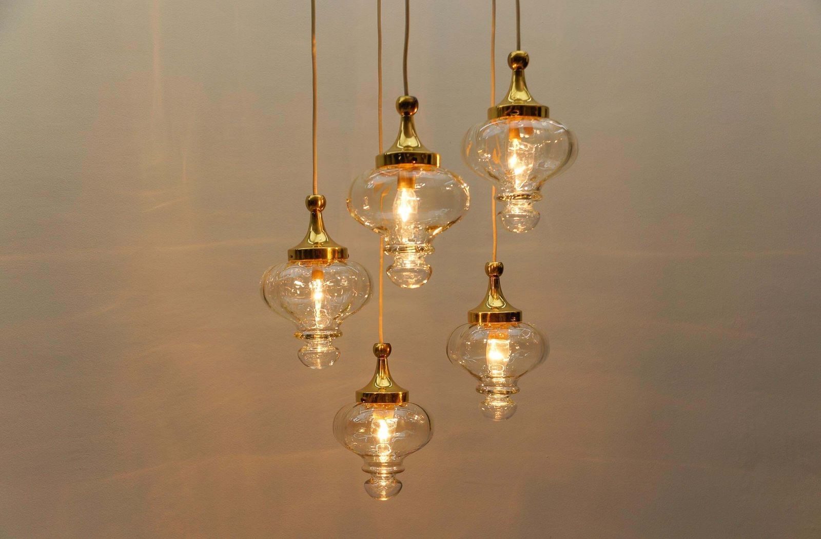 Lovely Amber And Gold Mid Century Modern Cascading Lamp By Wila, 1960s Germany photo vintage