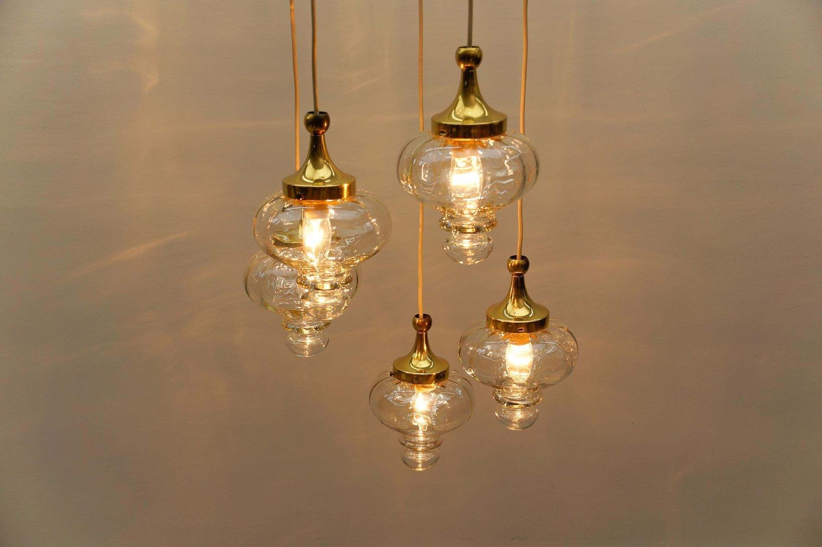 photo for sale Lovely Amber And Gold Mid Century Modern Cascading Lamp By Wila, 1960s Germany