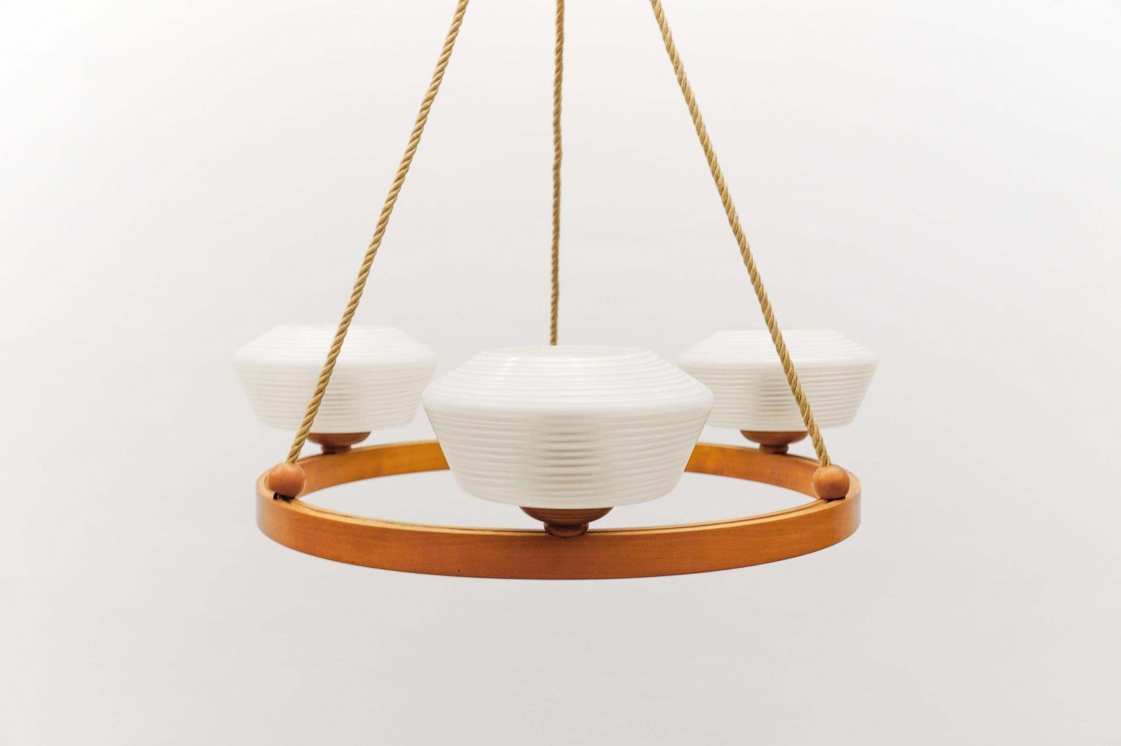 Lovely Round Plywood Scandinavian Mid Century Modern Ceiling Lamp, 1950s photo Lighting