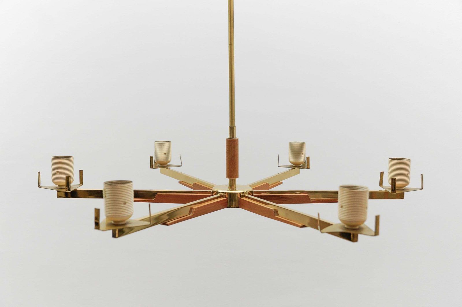 photo buy Teak, Brass And Opaline Glass Pendant Lamp By Kaiser Leuchten, 1960s