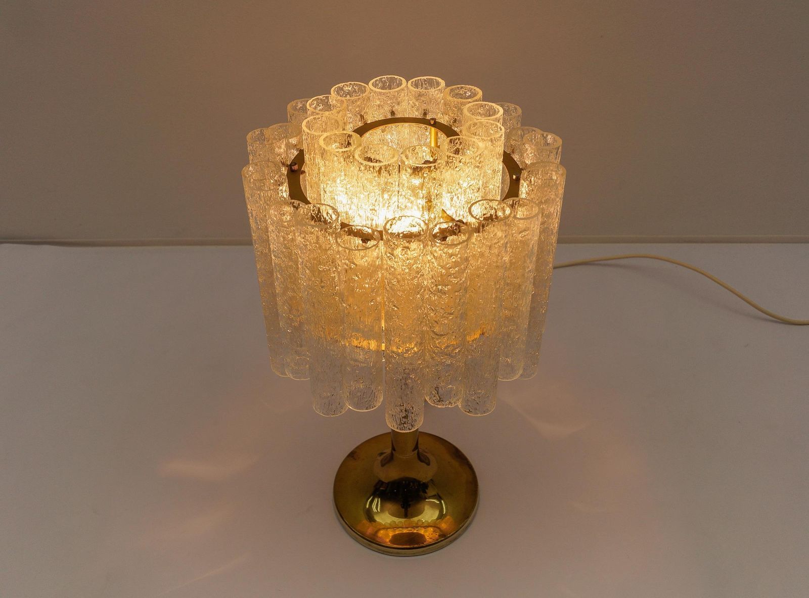 Awesome Table Lamp By Doria Leuchten With 34 Ice Glass Tubes, 1960s Germany photo vintage